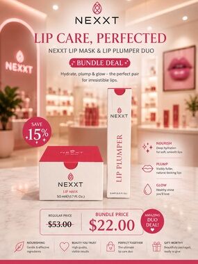 Nexx Pink & White Lip Mask + Lip Plumper Duo